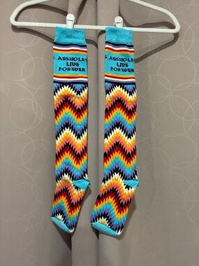 Assholes Live Forever Long Orange Socks